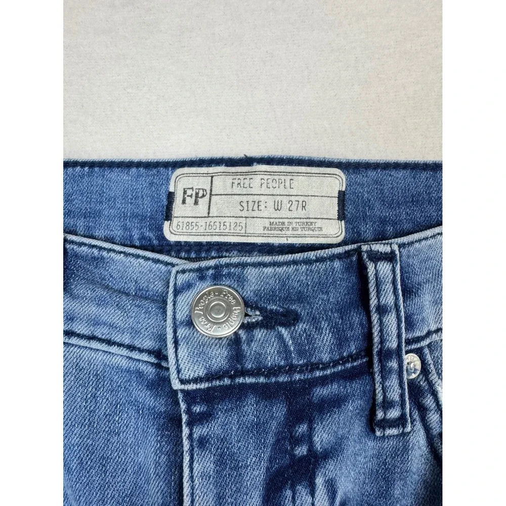 Free People OB754010R Distressed Skinny‎ Jeans 27R Blue Ripped Knees NWT